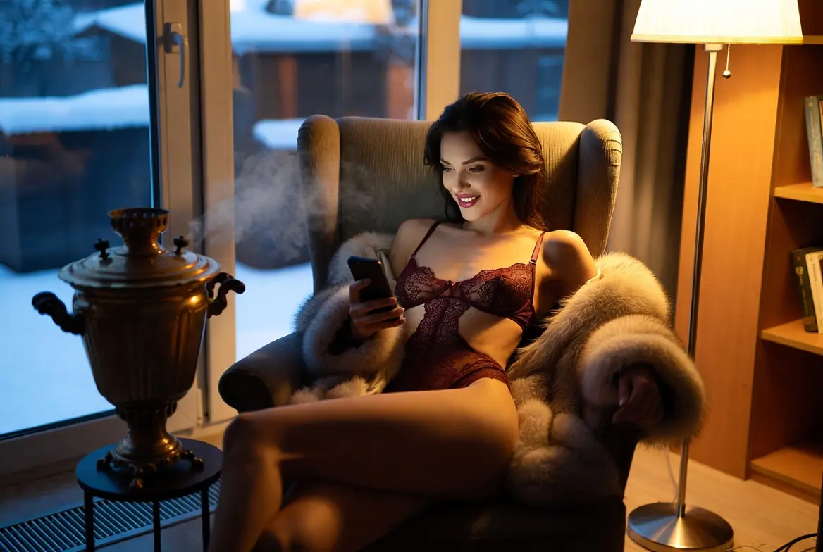 Cozy Russian sex chat by the window in winter