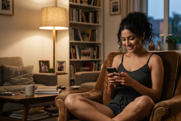Desi woman enjoying private conversations on XtremeChat